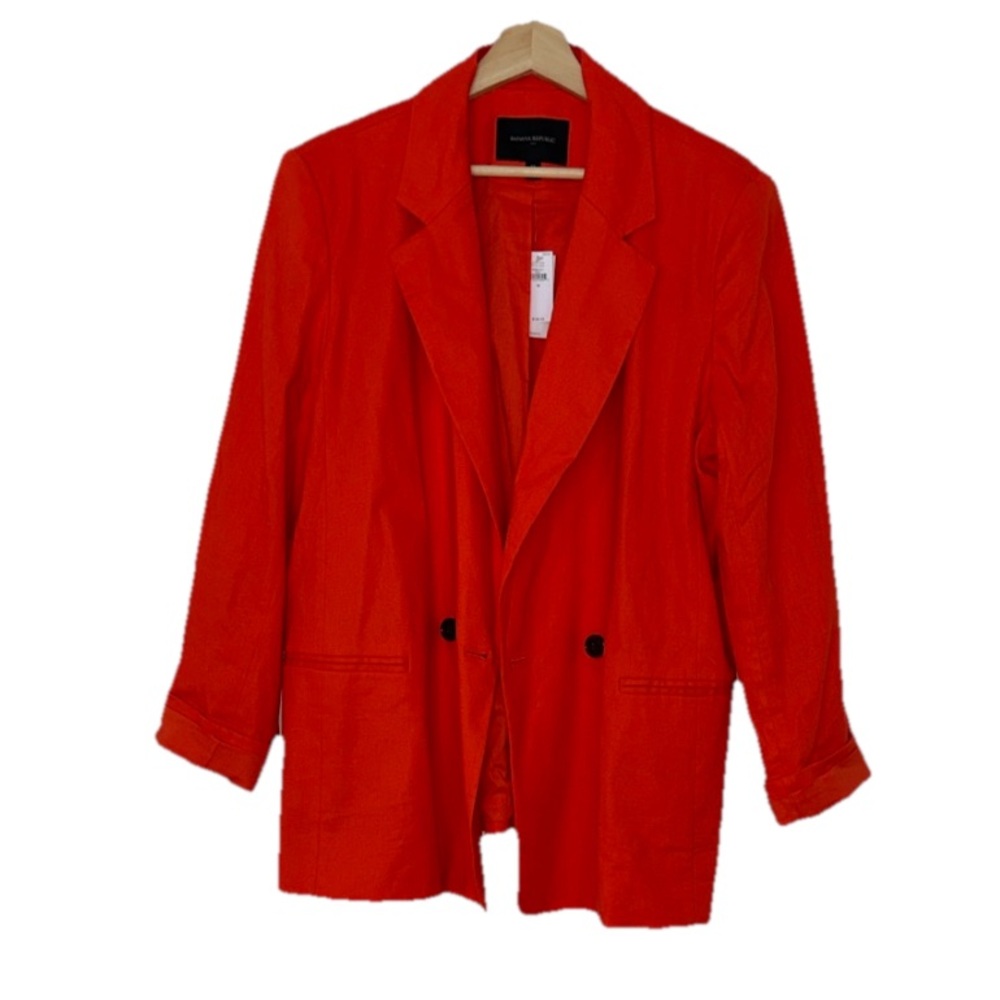 Banana Republic Bright Orange Linen Blend Blazer Sz. 18 NWT!